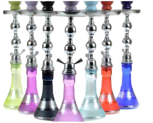 Shisha deux boule tête céramique raccord pvc vase en verre